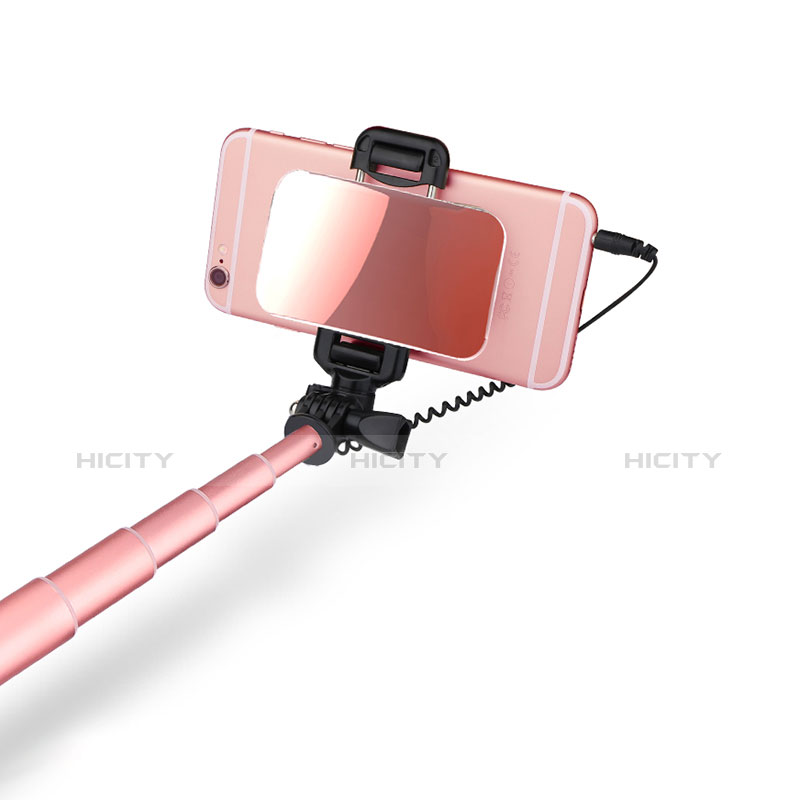 Bastoni Selfie Stick Asta Estensibile Cablato Universale S03 Oro Rosa