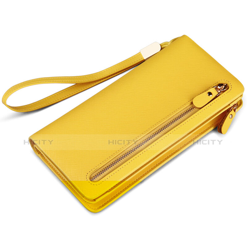 Borsetta Pochette Custodia In Pelle di Seta Universale T01 Giallo