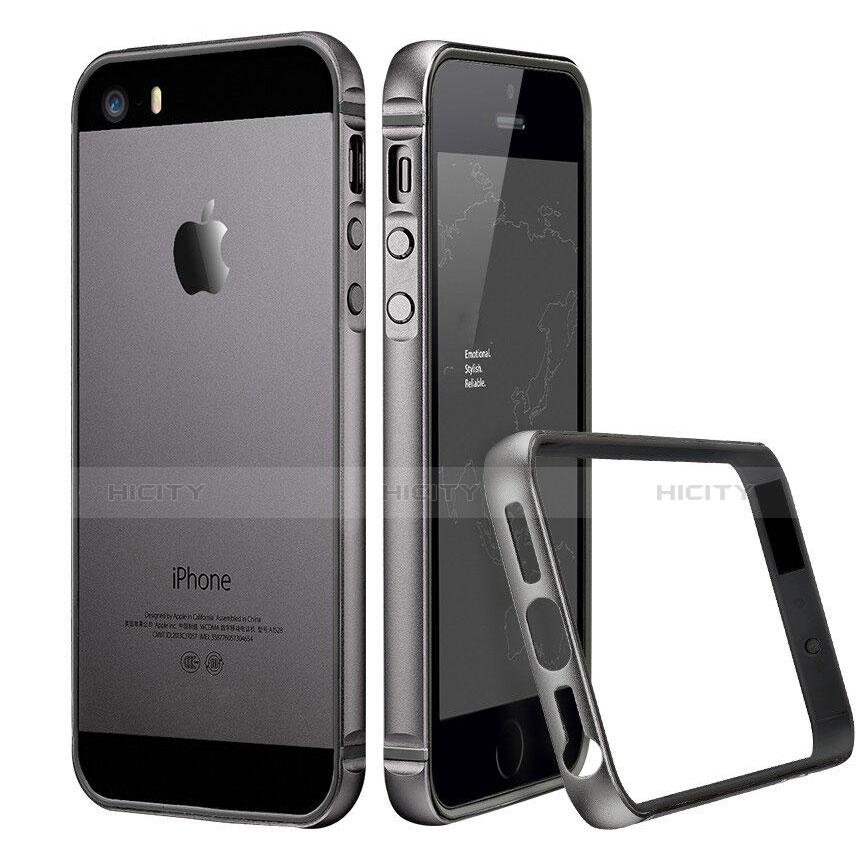 Bumper Lusso Alluminio Laterale per Apple iPhone 5S Grigio