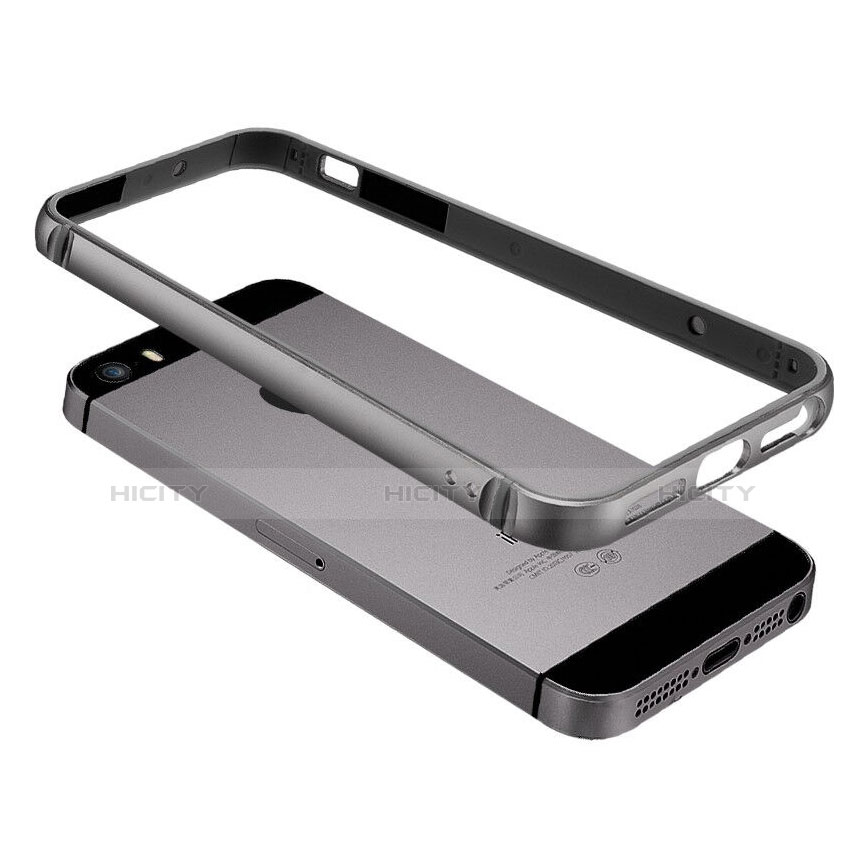 Bumper Lusso Alluminio Laterale per Apple iPhone 5S Grigio