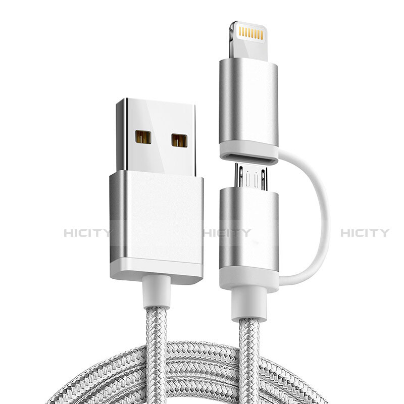 Cavo da Lightning USB a Cavetto Ricarica Carica Android Micro USB C01 per Apple iPad 10.2 (2020) Argento