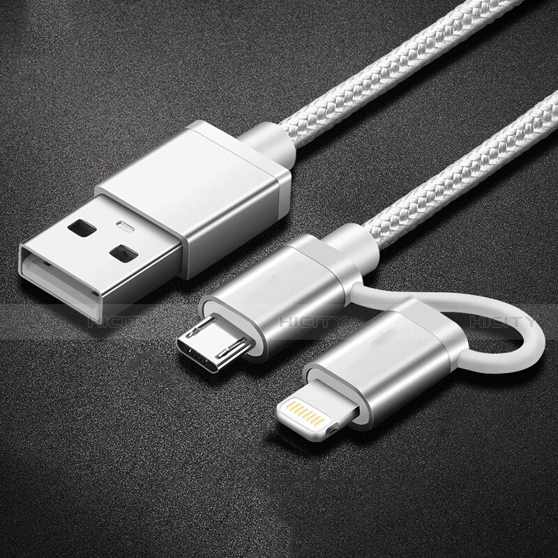 Cavo da Lightning USB a Cavetto Ricarica Carica Android Micro USB C01 per Apple iPad 10.2 (2020) Argento