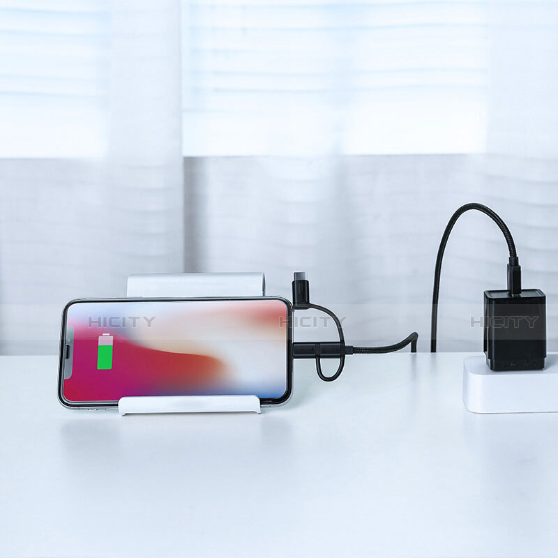 Cavo da Lightning USB a Cavetto Ricarica Carica Android Micro USB C01 per Apple iPad 10.2 (2020) Nero