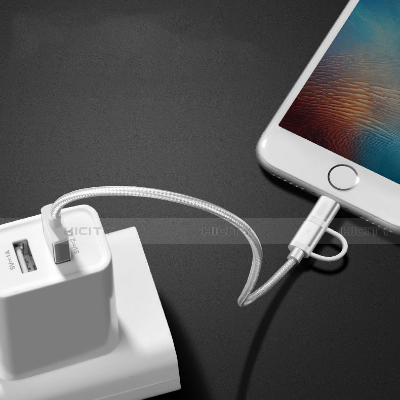 Cavo da Lightning USB a Cavetto Ricarica Carica Android Micro USB C01 per Apple iPhone 6 Argento