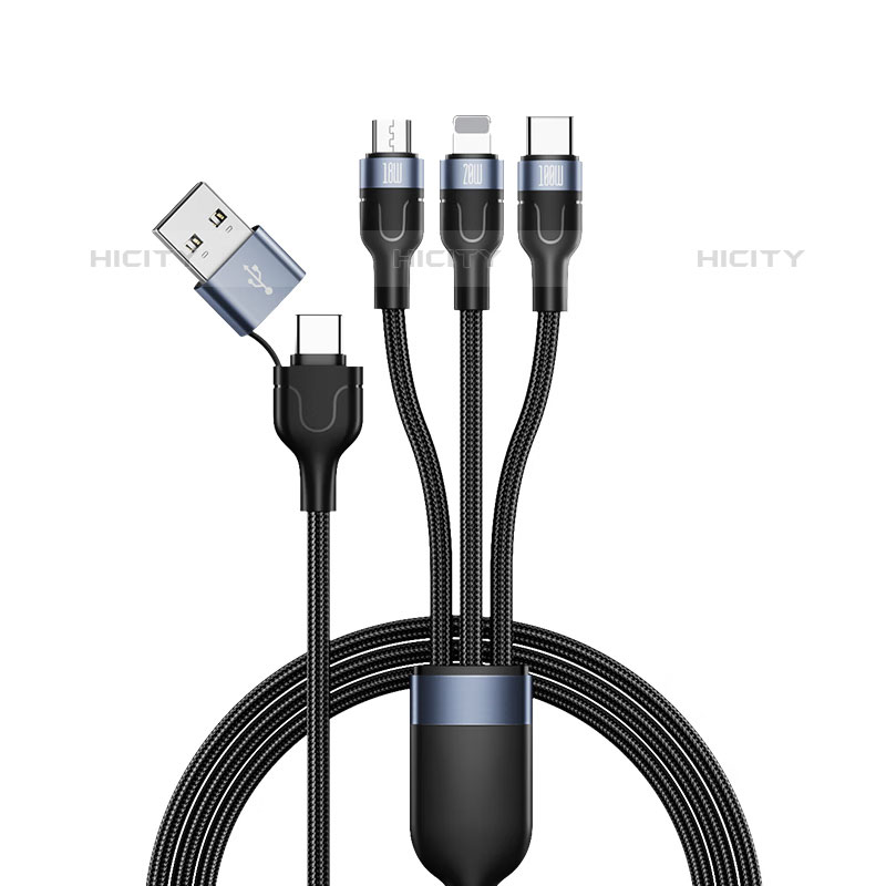 Cavo da Lightning USB a Cavetto Ricarica Carica Android Micro USB Type-C 100W H02 per Apple iPad Air 5 10.9 (2022) Nero