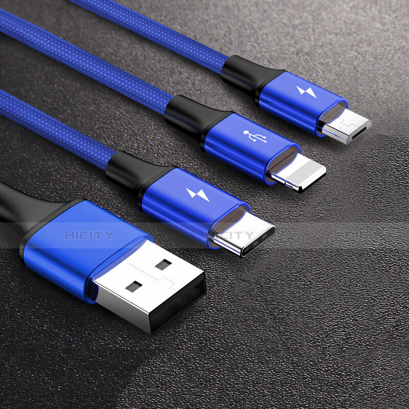 Cavo da Lightning USB a Cavetto Ricarica Carica Android Micro USB Type-C ML01 Blu