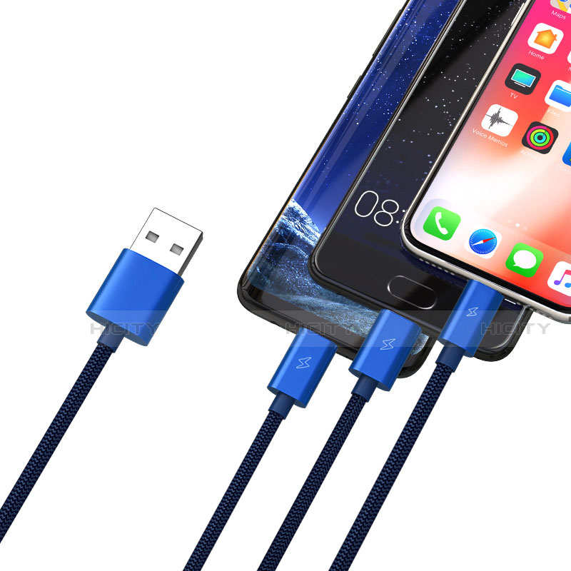 Cavo da Lightning USB a Cavetto Ricarica Carica Android Micro USB Type-C ML02 Blu