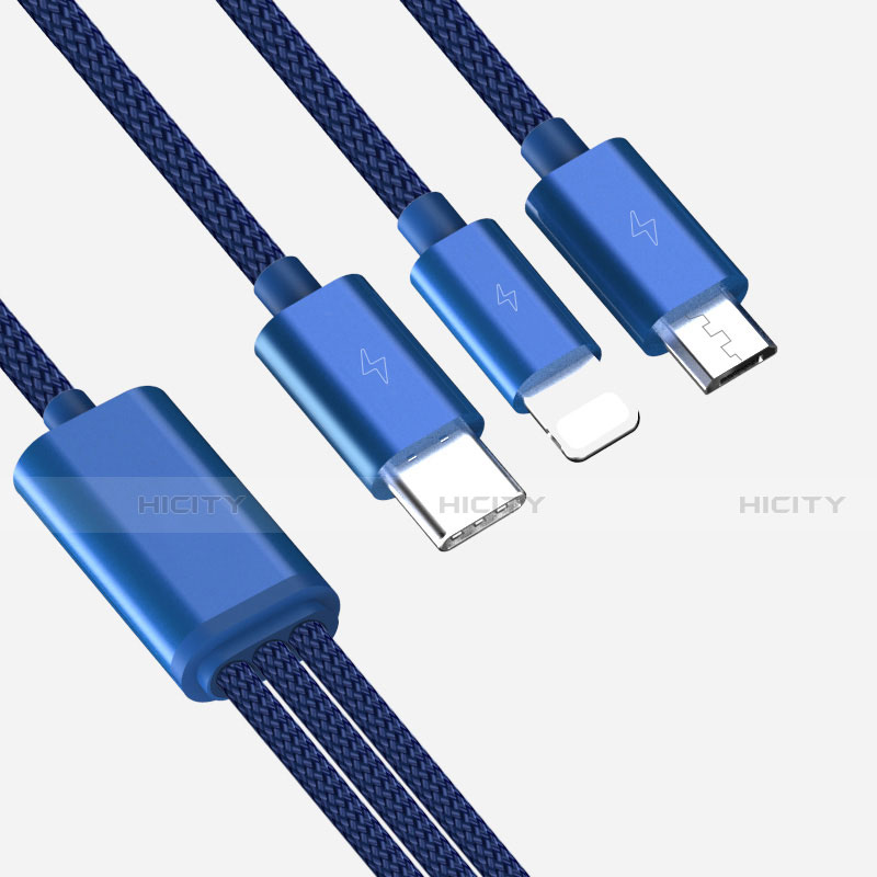 Cavo da Lightning USB a Cavetto Ricarica Carica Android Micro USB Type-C ML02 Blu