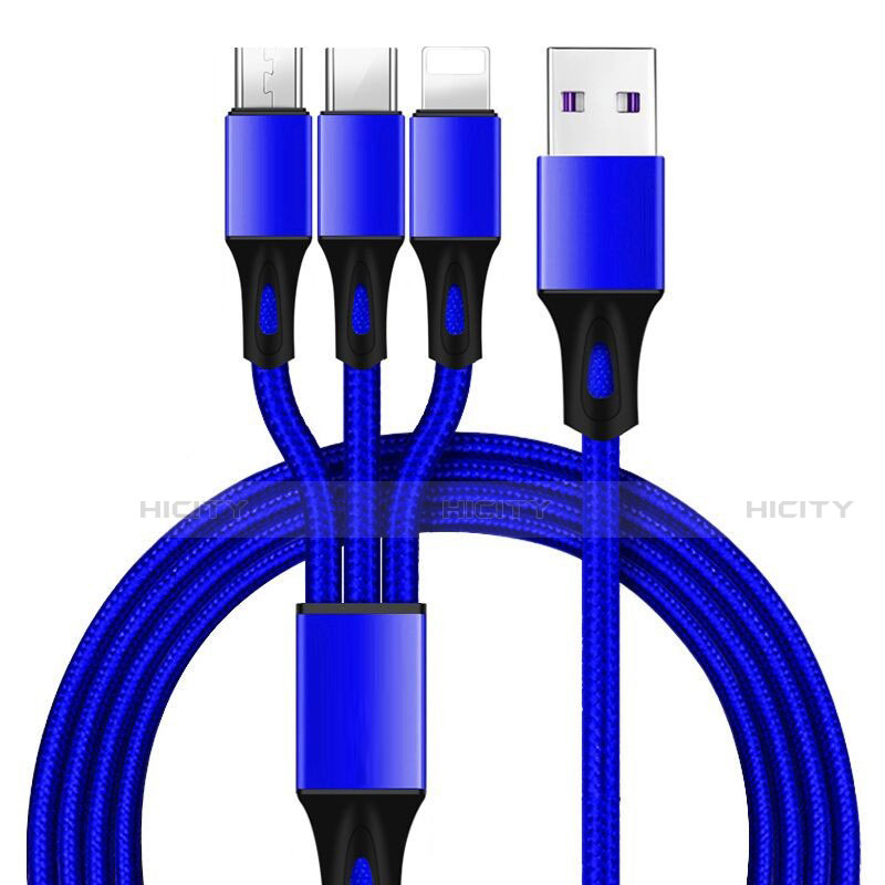 Cavo da Lightning USB a Cavetto Ricarica Carica Android Micro USB Type-C ML09 Blu