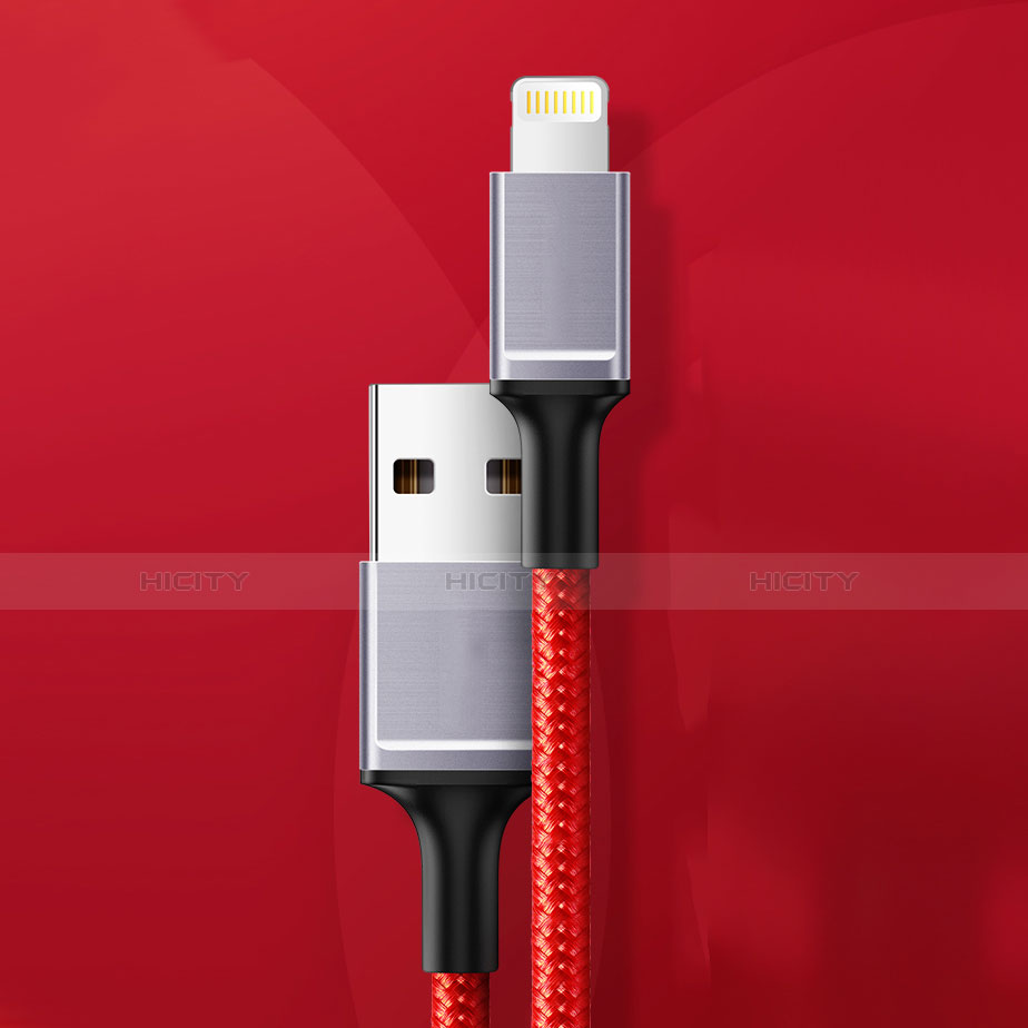 Cavo da USB a Cavetto Ricarica Carica C03 per Apple iPhone 12 Mini Rosso