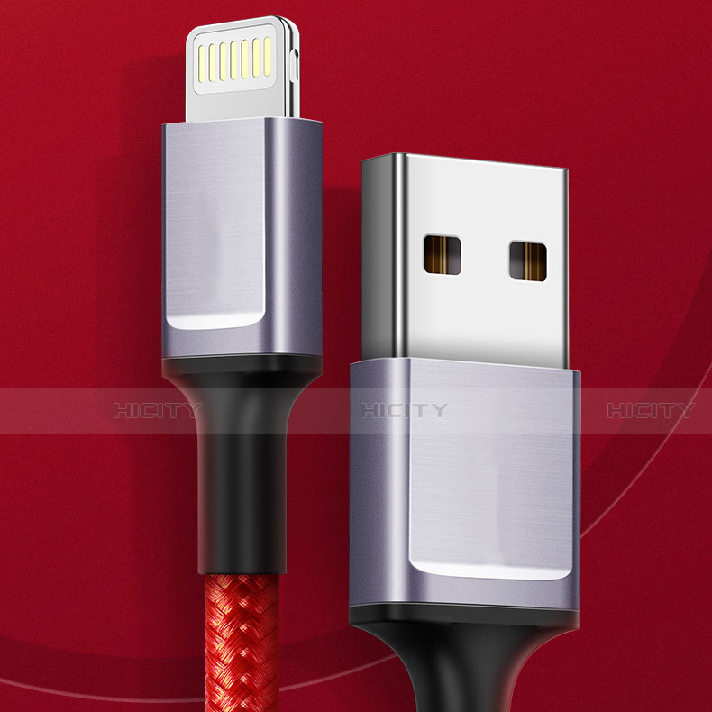 Cavo da USB a Cavetto Ricarica Carica C03 per Apple iPhone 12 Pro Rosso