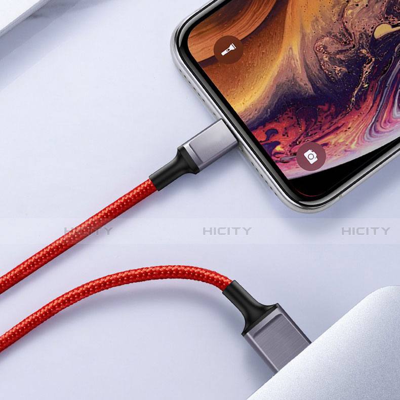 Cavo da USB a Cavetto Ricarica Carica C03 per Apple iPhone Xs Rosso