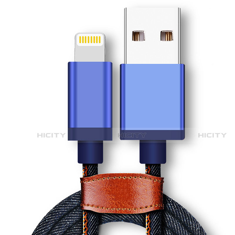 Cavo da USB a Cavetto Ricarica Carica D01 per Apple iPhone 13 Mini Blu