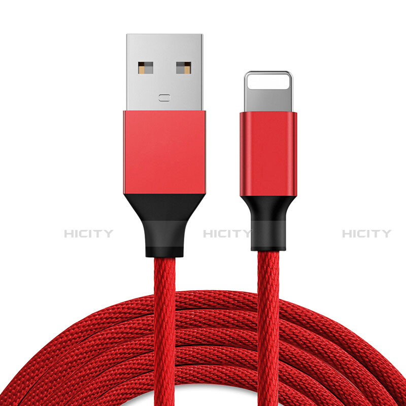 Cavo da USB a Cavetto Ricarica Carica D03 per Apple iPhone Xs Max Rosso