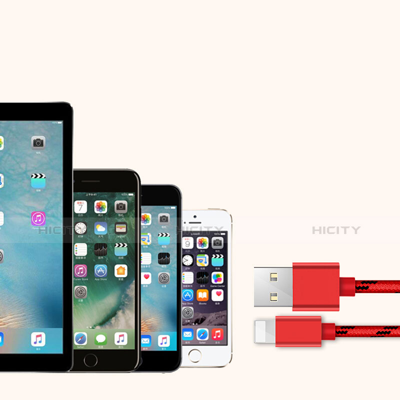 Cavo da USB a Cavetto Ricarica Carica L05 per Apple iPhone SE Rosso