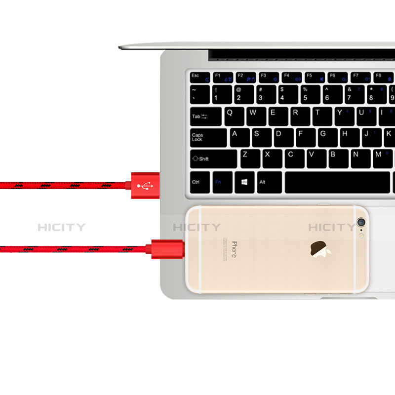 Cavo da USB a Cavetto Ricarica Carica L10 per Apple iPad Mini 4 Rosso