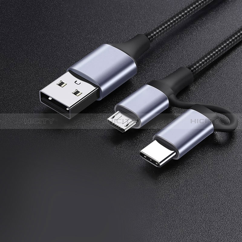 Cavo Type-C e Mrico USB Android Universale 3A H01 per Apple iPhone 15 Grigio Scuro