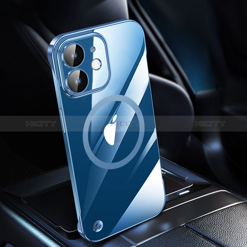 Cover Crystal Trasparente Rigida Cover con Mag-Safe Magnetic QC1 per Apple iPhone 12 Blu