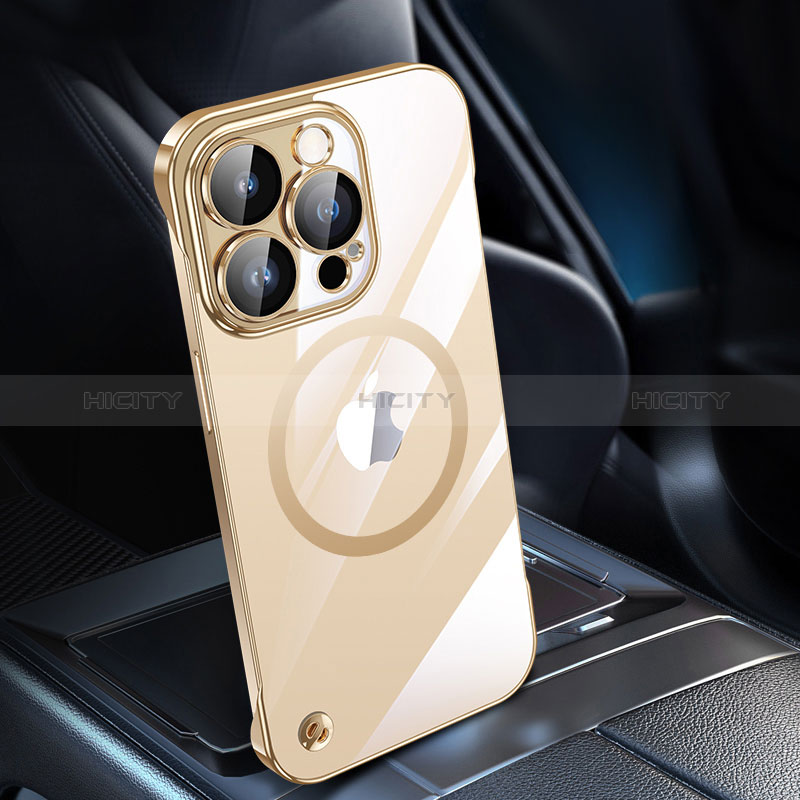 Cover Crystal Trasparente Rigida Cover con Mag-Safe Magnetic QC1 per Apple iPhone 13 Pro Max Oro