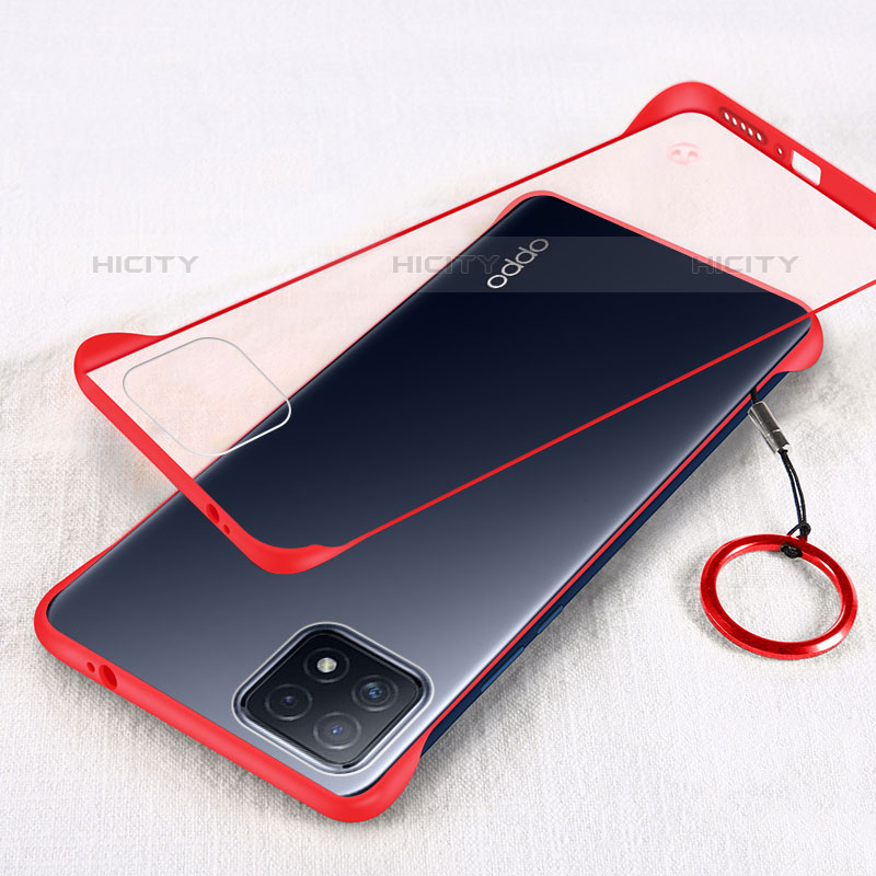 Cover Crystal Trasparente Rigida Cover H01 per Oppo A53 5G Rosso