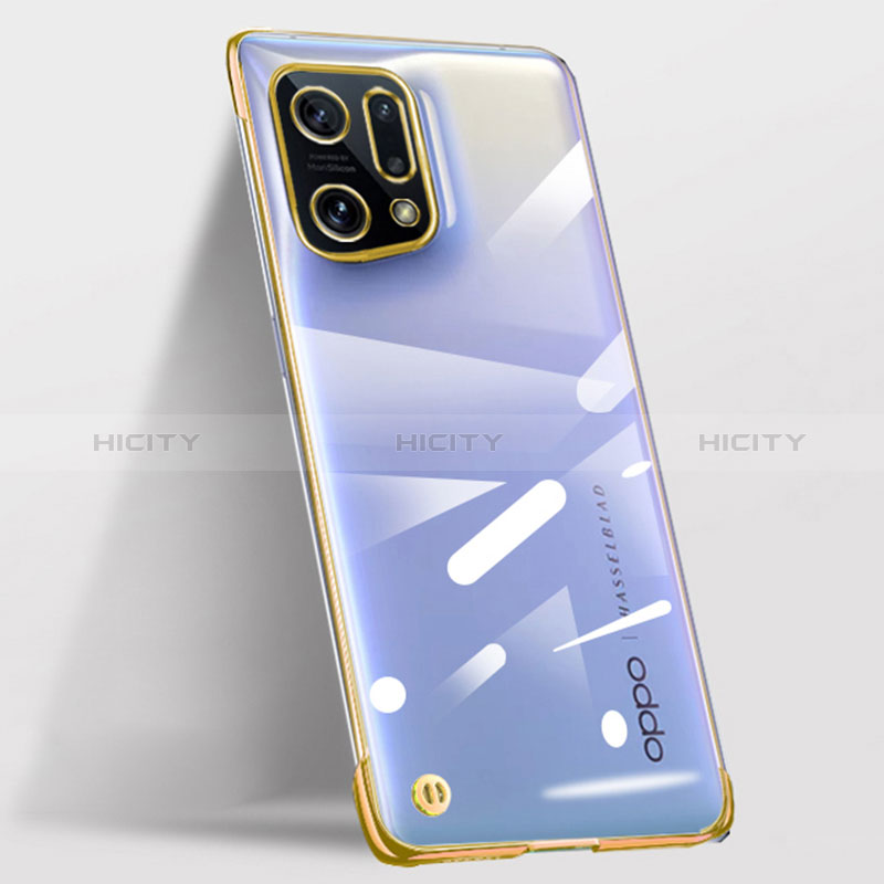 Cover Crystal Trasparente Rigida Cover H02 per Oppo Find X5 5G Oro