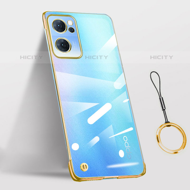 Cover Crystal Trasparente Rigida Cover H02 per Oppo Reno7 SE 5G Oro