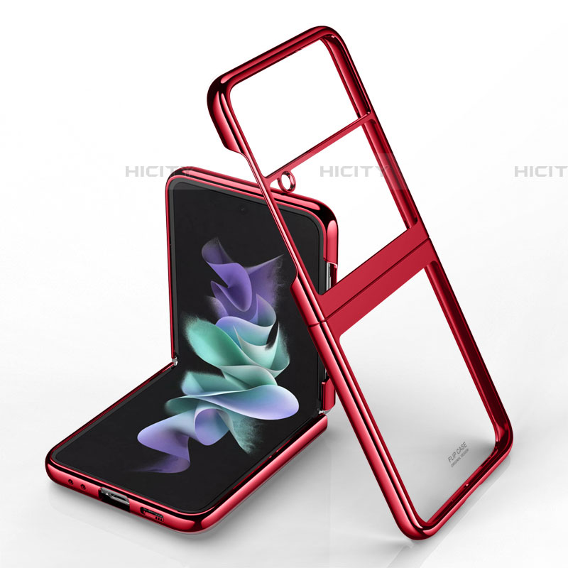 Cover Crystal Trasparente Rigida Cover H02 per Samsung Galaxy Z Flip4 5G Rosso