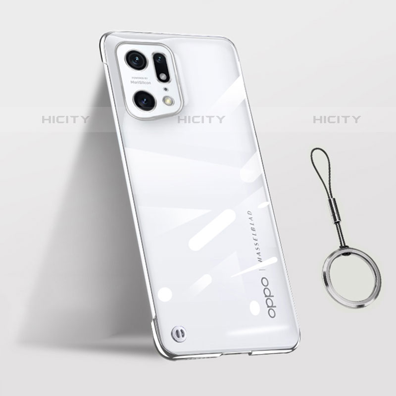 Cover Crystal Trasparente Rigida Cover H03 per Oppo Find X5 Pro 5G Argento