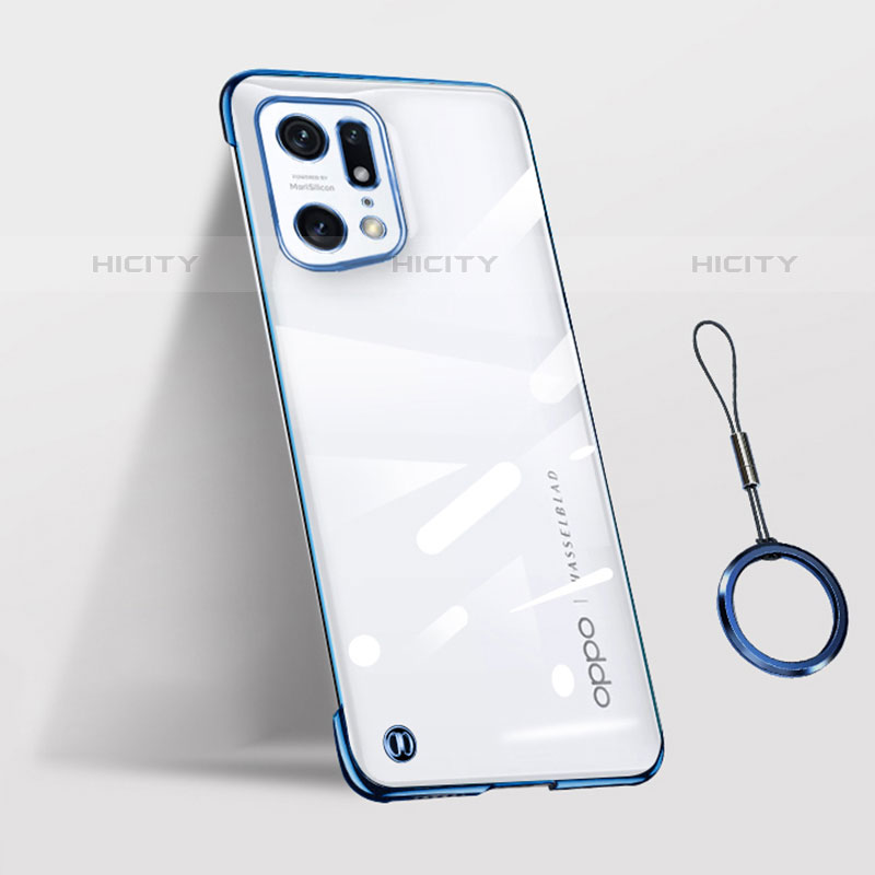 Cover Crystal Trasparente Rigida Cover H03 per Oppo Find X5 Pro 5G Blu