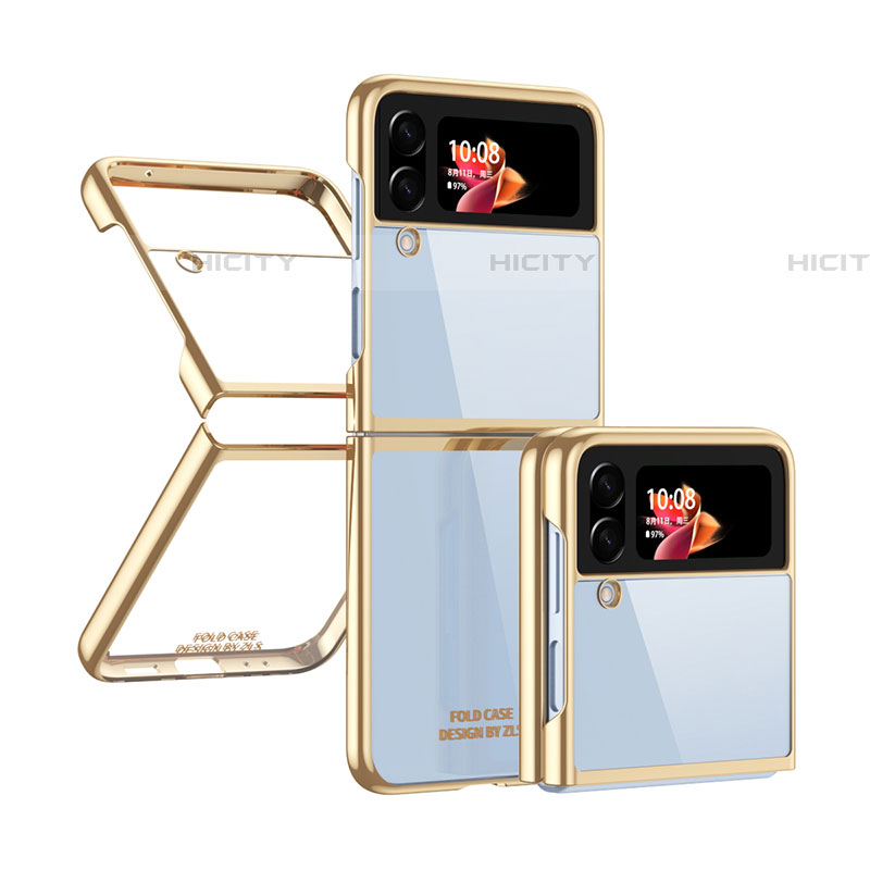 Cover Crystal Trasparente Rigida Cover H03 per Samsung Galaxy Z Flip4 5G Oro