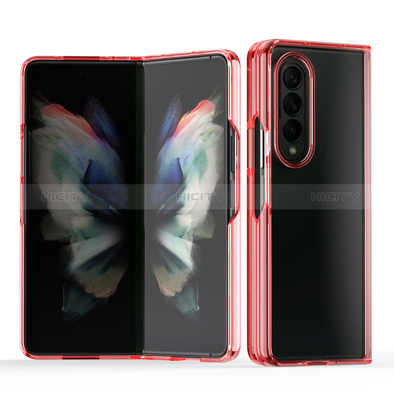 Cover Crystal Trasparente Rigida Cover H03 per Samsung Galaxy Z Fold3 5G Rosso