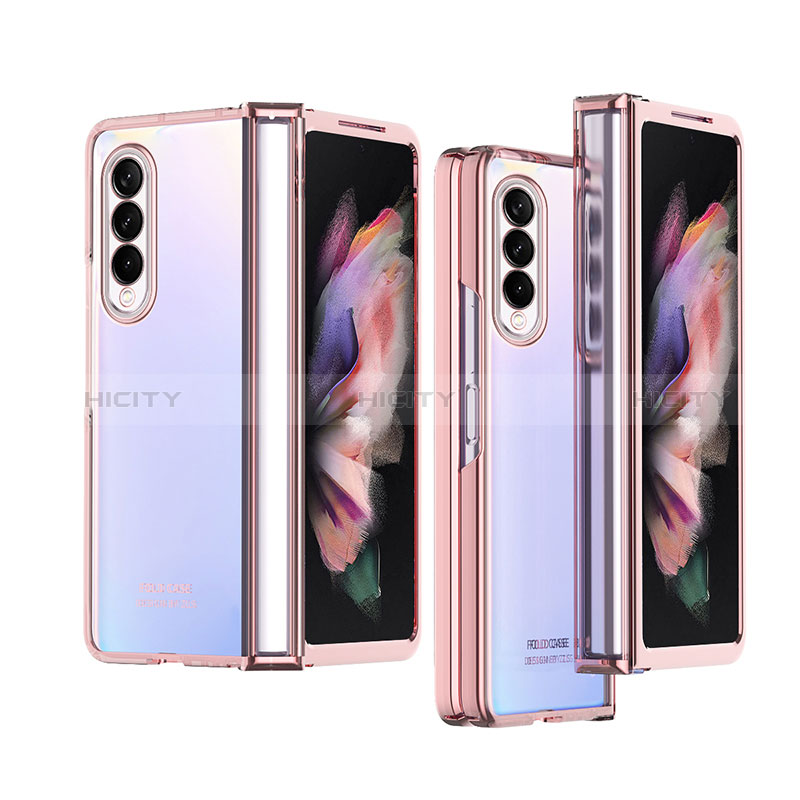 Cover Crystal Trasparente Rigida Cover H06 per Samsung Galaxy Z Fold3 5G Oro Rosa