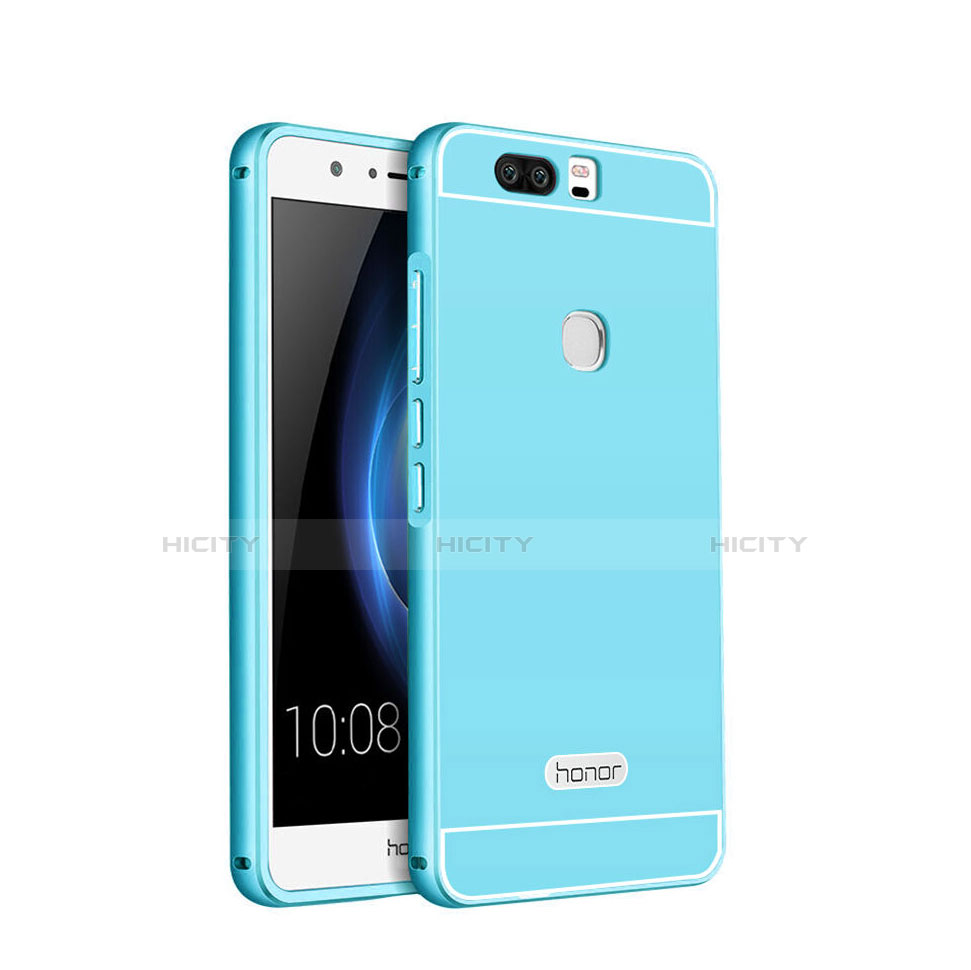 Cover Lusso Alluminio Laterale per Huawei Honor V8 Cielo Blu