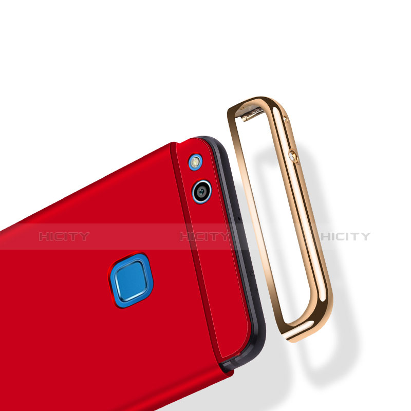 Cover Lusso Metallo Laterale e Plastica con Anello Supporto per Huawei GR3 (2017) Rosso