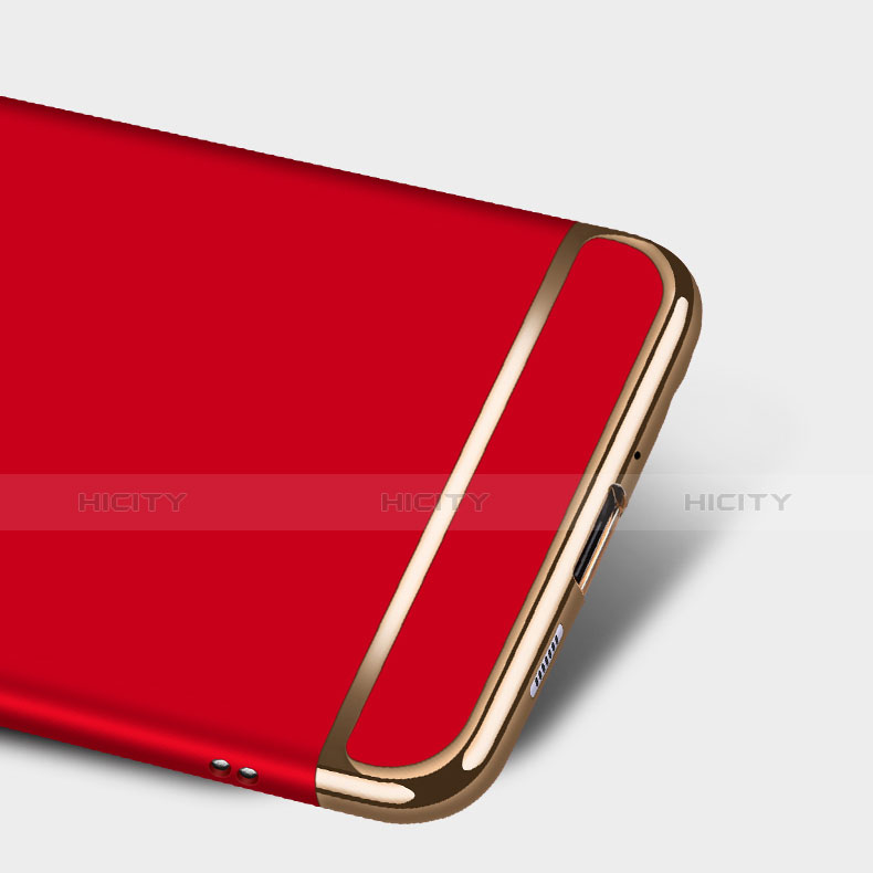 Cover Lusso Metallo Laterale e Plastica con Anello Supporto per Huawei GR3 (2017) Rosso