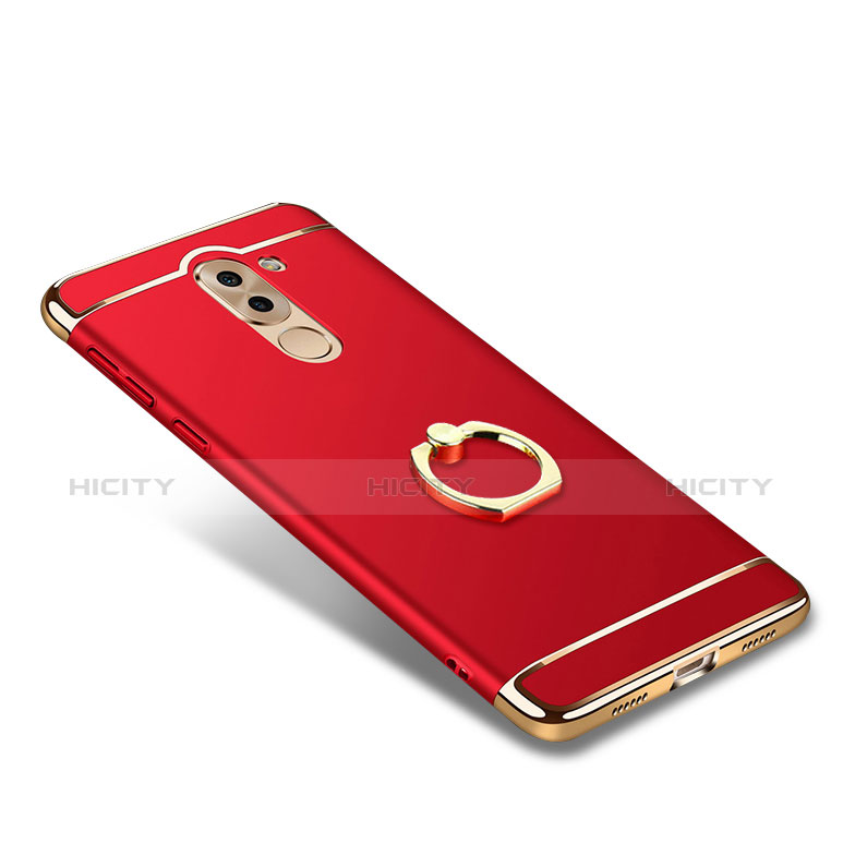 Cover Lusso Metallo Laterale e Plastica con Anello Supporto per Huawei GR5 (2017) Rosso