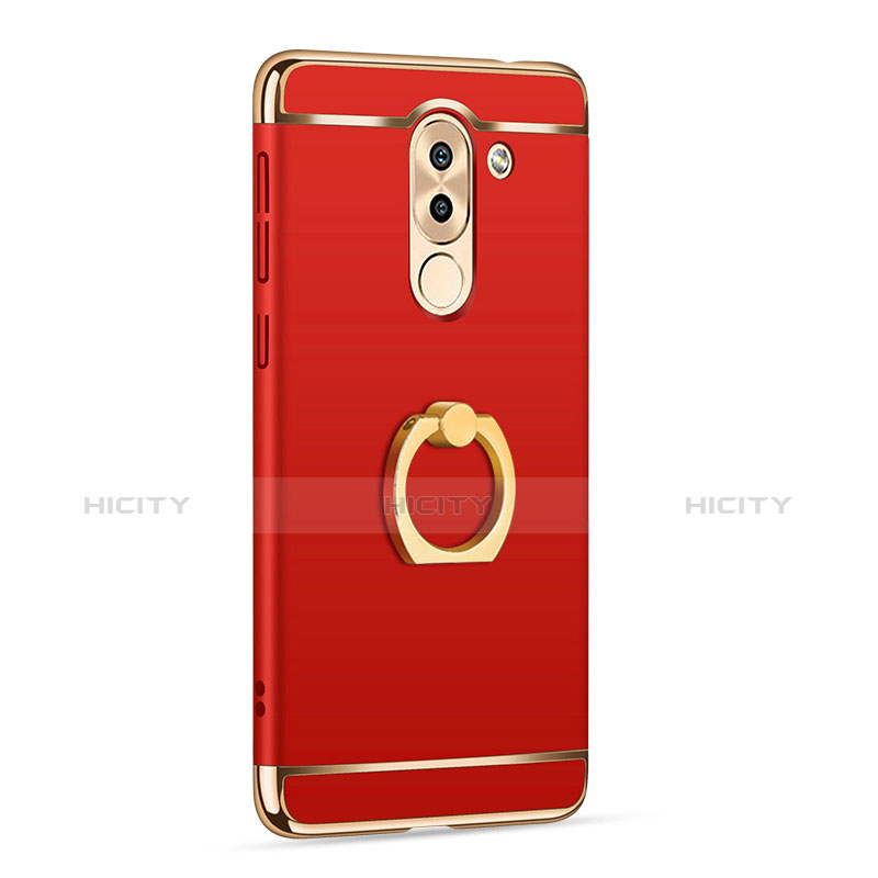 Cover Lusso Metallo Laterale e Plastica con Anello Supporto per Huawei Mate 9 Lite Rosso