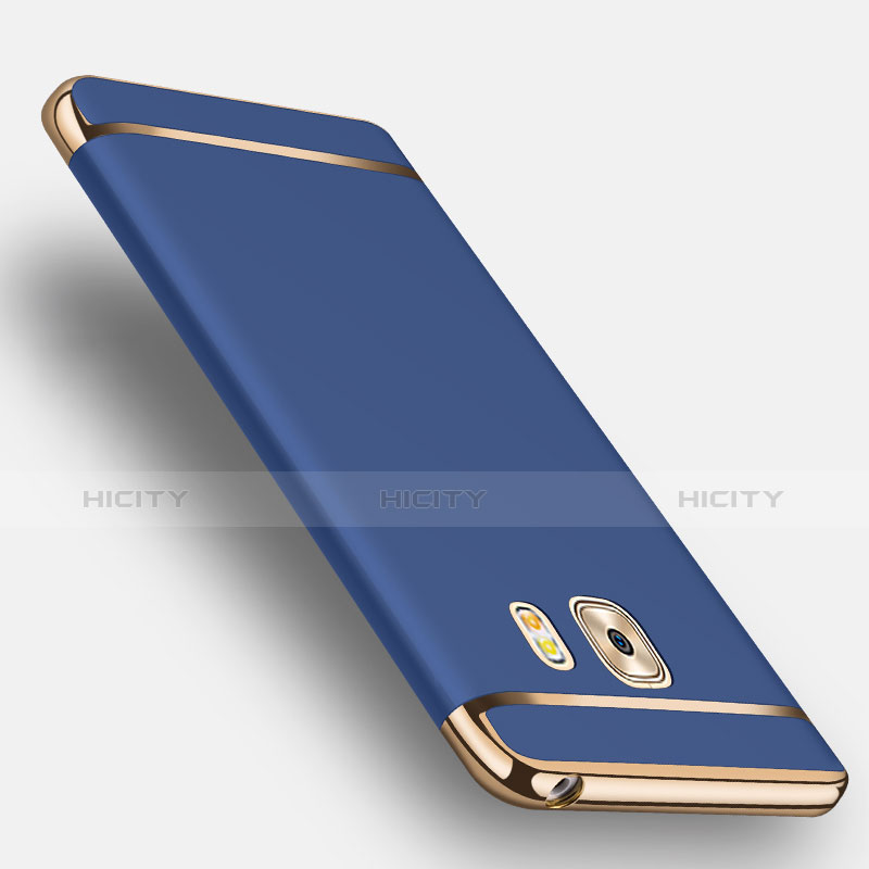 Cover Lusso Metallo Laterale e Plastica con Anello Supporto per Samsung Galaxy C9 Pro C9000 Blu