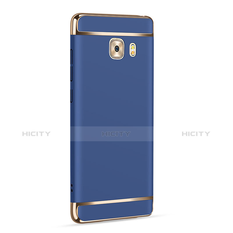 Cover Lusso Metallo Laterale e Plastica con Anello Supporto per Samsung Galaxy C9 Pro C9000 Blu