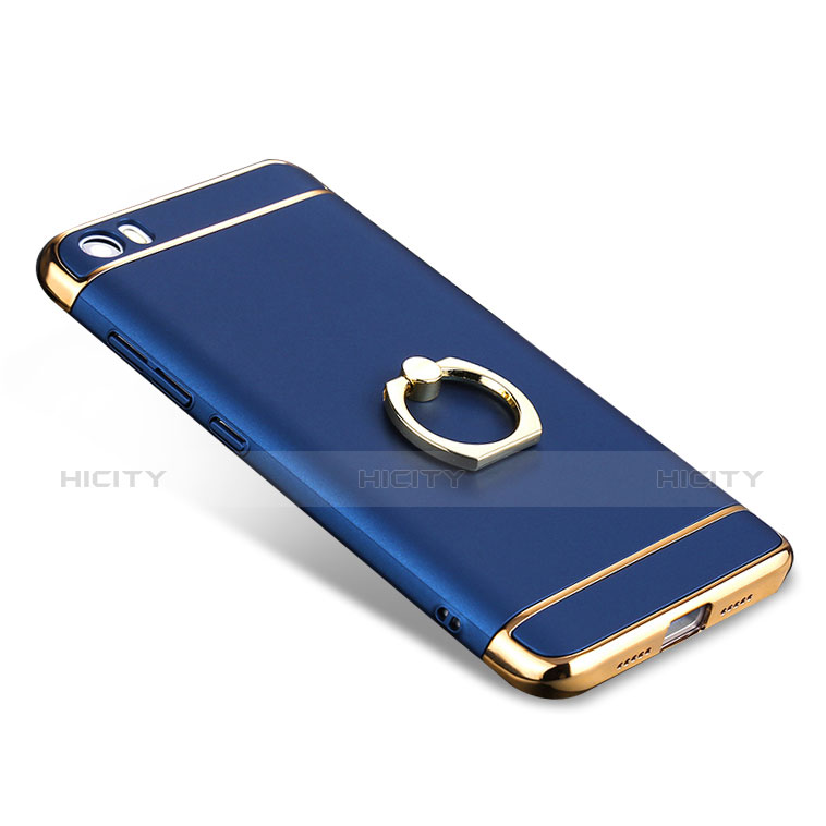 Cover Lusso Metallo Laterale e Plastica con Anello Supporto per Xiaomi Mi 5 Blu