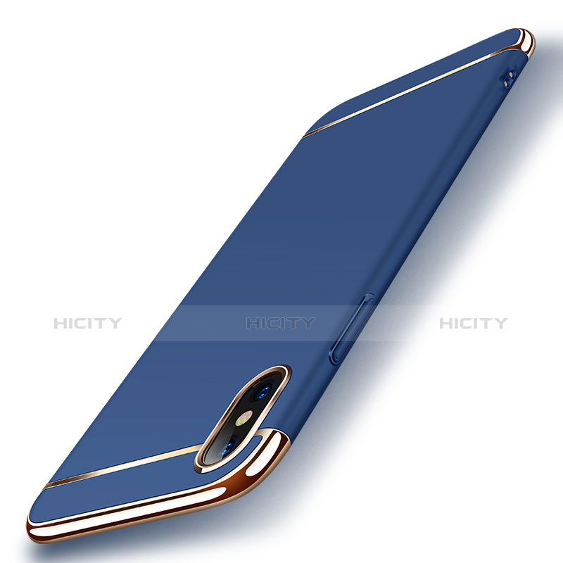 Cover Lusso Metallo Laterale e Plastica M01 per Apple iPhone Xs Blu