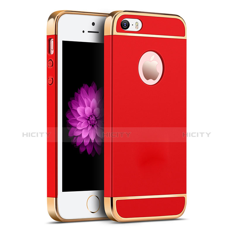 Cover Lusso Metallo Laterale e Plastica per Apple iPhone 5S Rosso