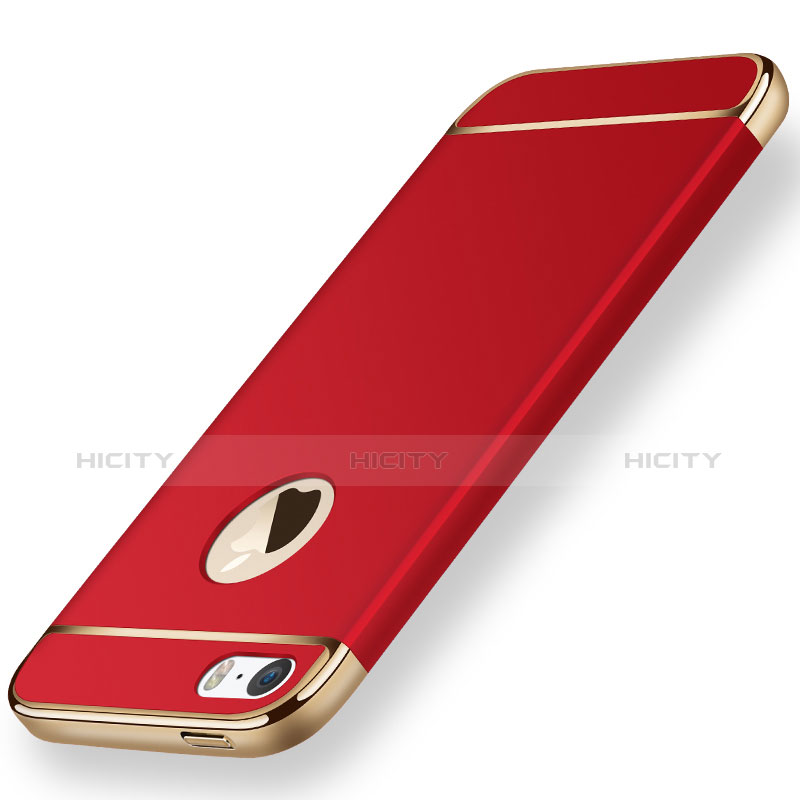 Cover Lusso Metallo Laterale e Plastica per Apple iPhone 5S Rosso