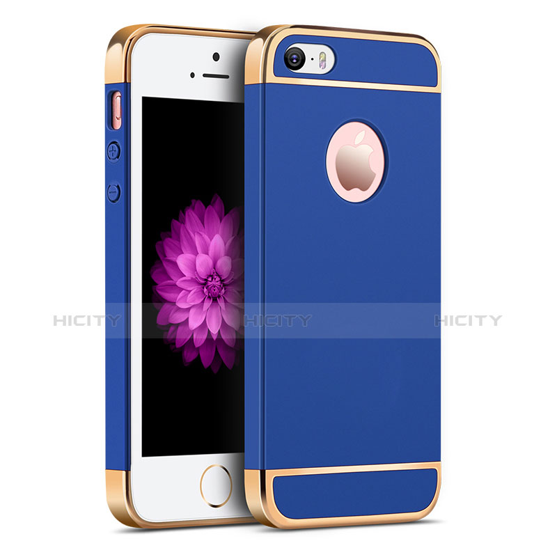 Cover Lusso Metallo Laterale e Plastica per Apple iPhone SE Blu