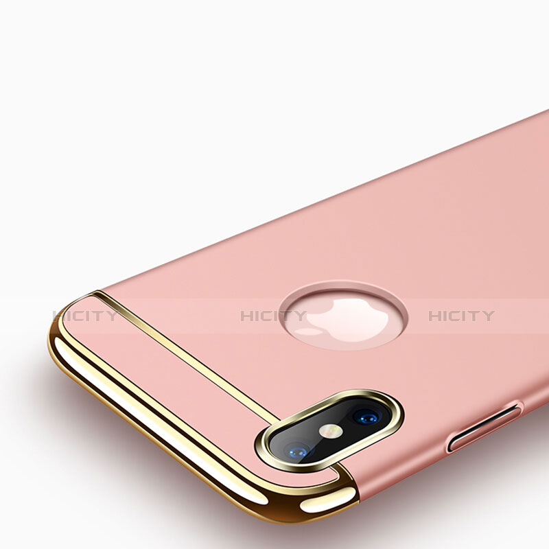 Cover Lusso Metallo Laterale e Plastica per Apple iPhone X Oro Rosa