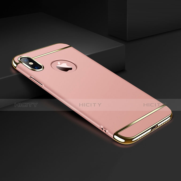 Cover Lusso Metallo Laterale e Plastica per Apple iPhone X Oro Rosa