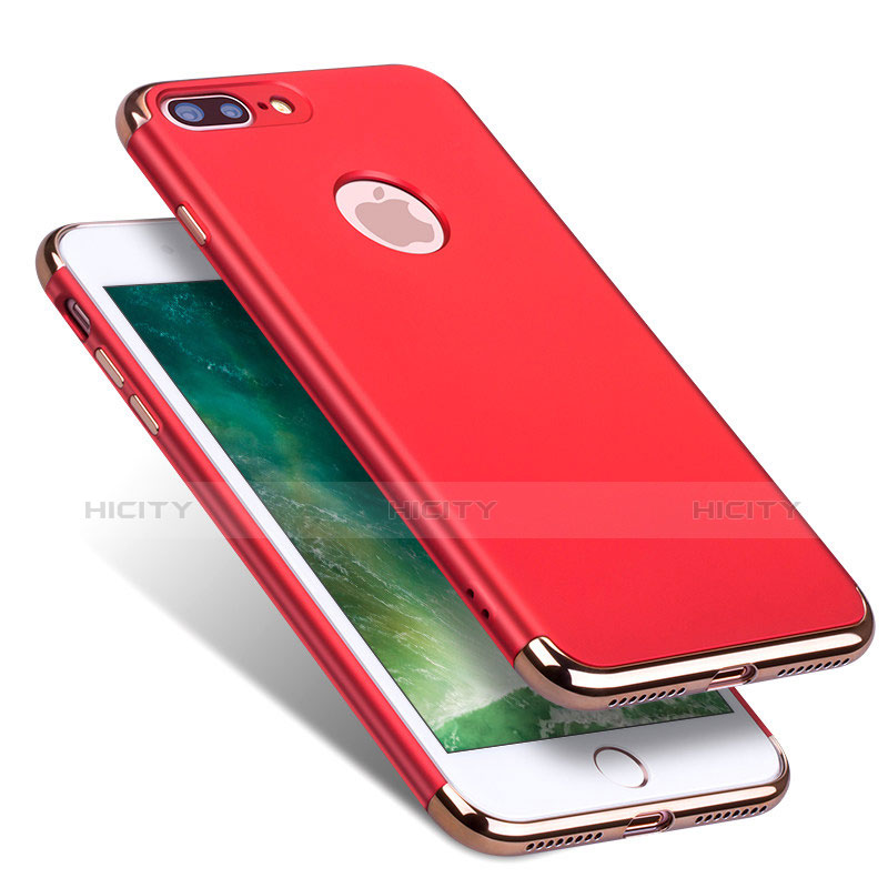 Cover Lusso Metallo Laterale e Plastica R01 per Apple iPhone 8 Plus Rosso