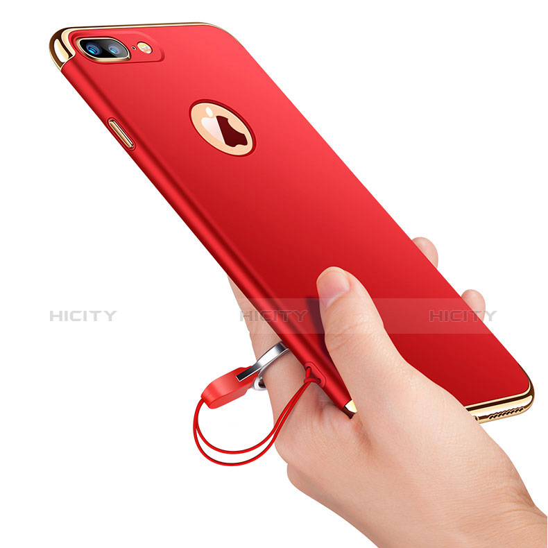 Cover Lusso Metallo Laterale e Plastica R01 per Apple iPhone 8 Plus Rosso