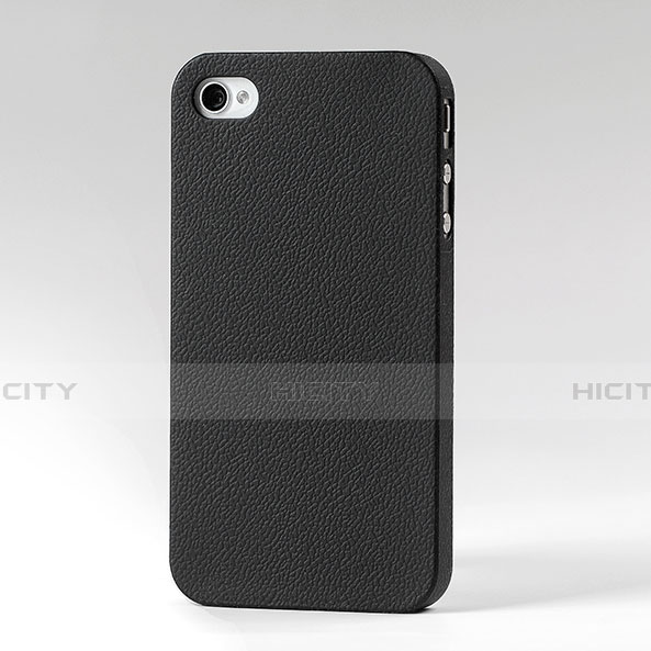 Cover Plastica Rigida In Pelle per Apple iPhone 4 Nero