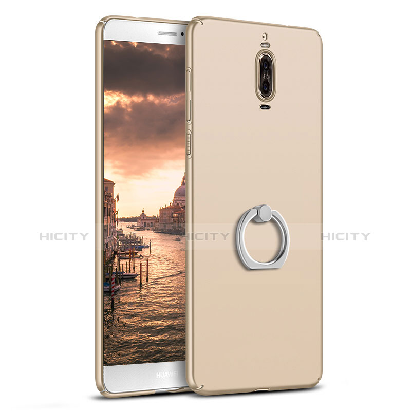 Cover Plastica Rigida Opaca con Anello Supporto A02 per Huawei Mate 9 Pro Oro